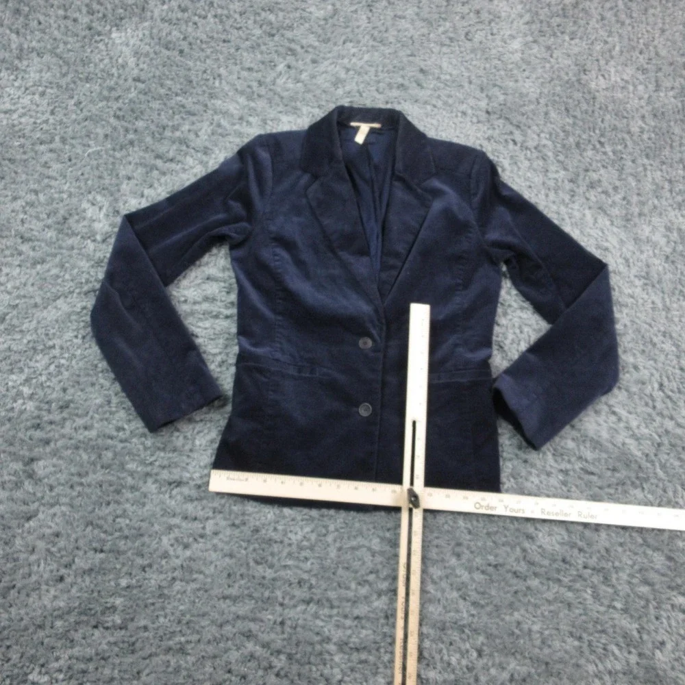 Eileen Fisher Blazer Womens 0 Navy Blue Corduroy Stretch Organic Cotton Jacket - Picture 7 of 16